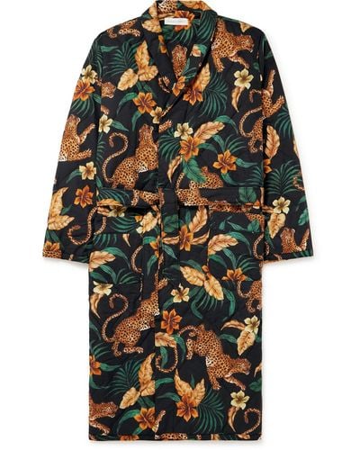 Desmond & Dempsey Quilted Printed Cotton Robe - Multicolor