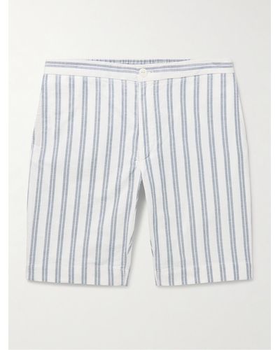 Incotex Glanshirt Straight-leg Striped Cotton Oxford Shorts - White