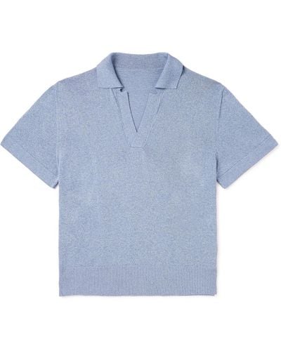 STÒFFA Mouliné Cotton Polo Shirt - Blue