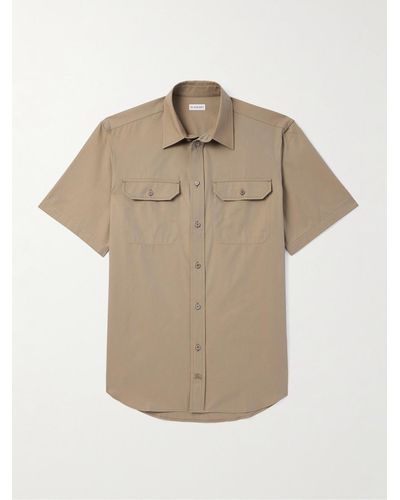 Burberry Logo-embroidered Cotton-twill Shirt - Natural
