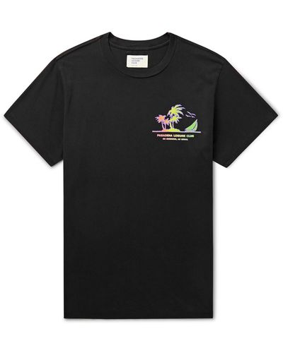 Pasadena Leisure Club No Business Logo-print Garment-dyed Combed Cotton-jersey T-shirt - Black