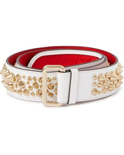 Christian Louboutin Loubi Stud-embellished Leather Belt in Red for