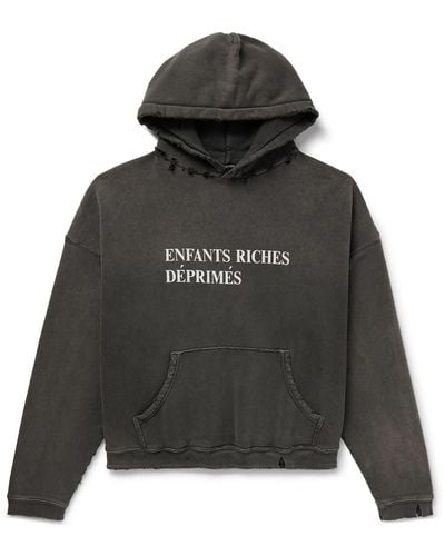 Enfants Riches Deprimes Logo-print Distressed Cotton-jersey Hoodie - Black