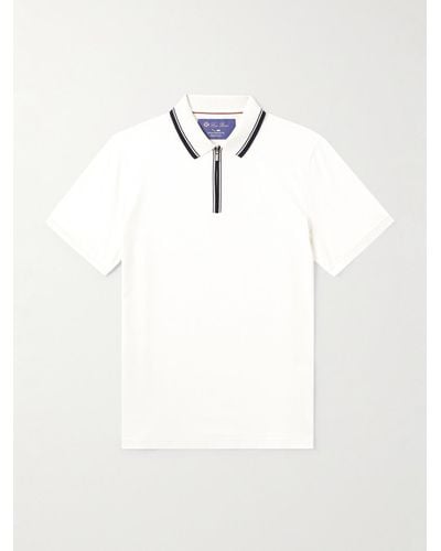 Loro Piana Regatta Stretch-cotton Piqué Zip-up Polo Shirt - White
