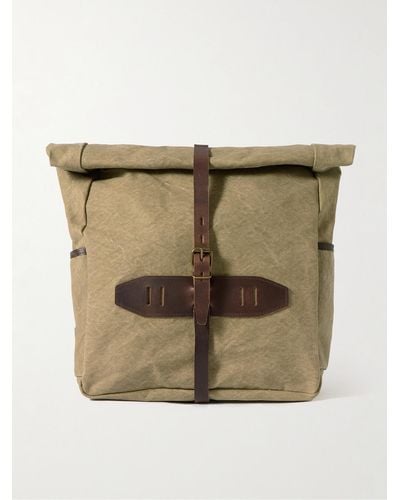 Bleu De Chauffe Jamy Leather-trimmed Canvas Backpack - Natural