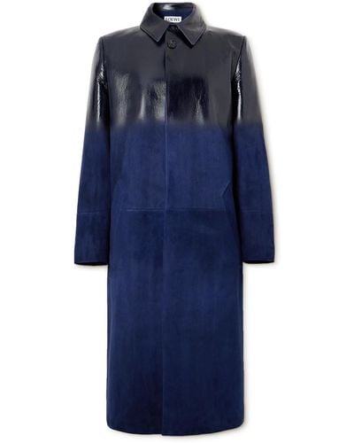 Loewe Textured-leather And Suede Coat - Blue