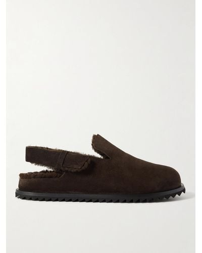 Officine Creative Introspectus Shearling-lined Suede Mules - Brown