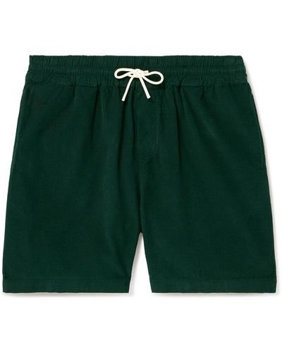 Portuguese Flannel Straight-leg Cotton-corduroy Drawstring Shorts - Green