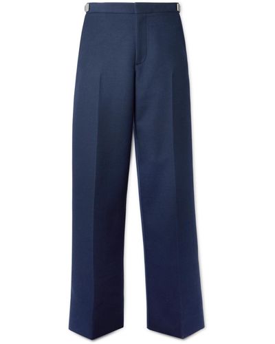 Bottega Veneta Straight-leg Wool-flannel Pants - Blue