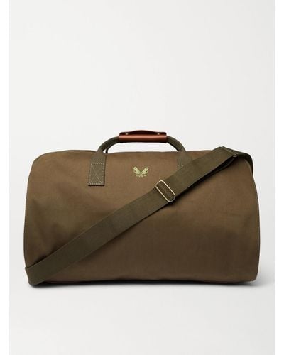 Bennett Winch Leather-trimmed Cotton-canvas Suit Carrier And Holdall - Green