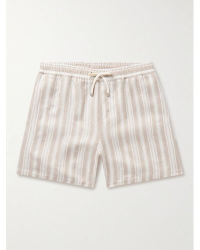 Loro Piana Bermuda Bay Straight-leg Striped Linen Drawstring Shorts - Natural
