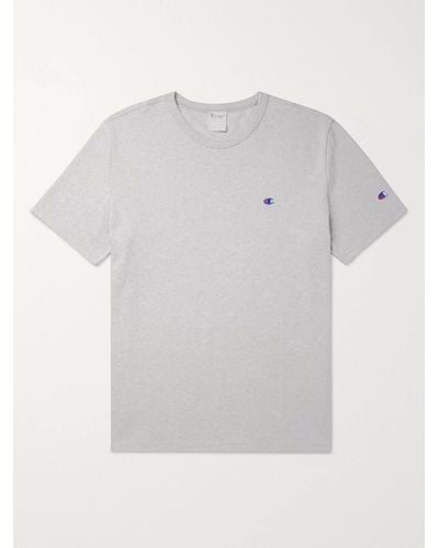 Champion Logo-embroidered Mélange Cotton-blend Jersey T-shirt - Grey