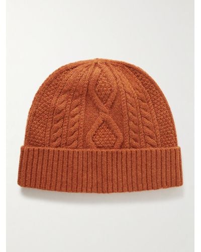 RRL Cable-knit Recycled-cashmere Beanie - Orange
