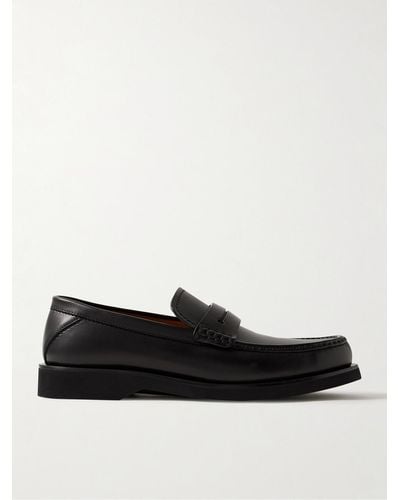 Zegna X-lite Leather Penny Loafers - Black
