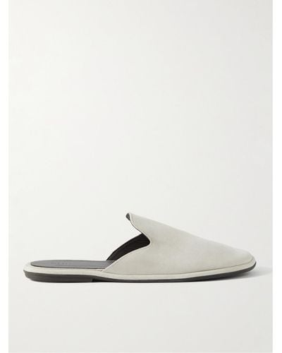 The Row Roger Suede Slides - White