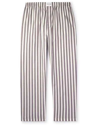 Calvin Klein Straight-leg Striped Cotton-blend Poplin Pajama Pants - White