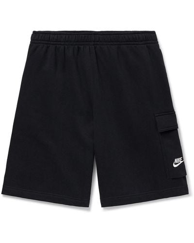Nike Sportswear Club Wide-leg Cotton-blend Jersey Cargo Shorts - Black