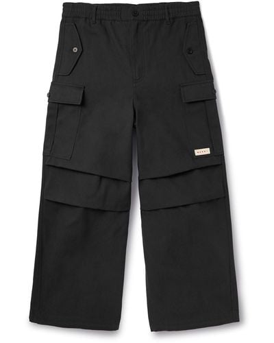 Marni Wide-leg Cotton-blend Gabardine Cargo Pants - Black