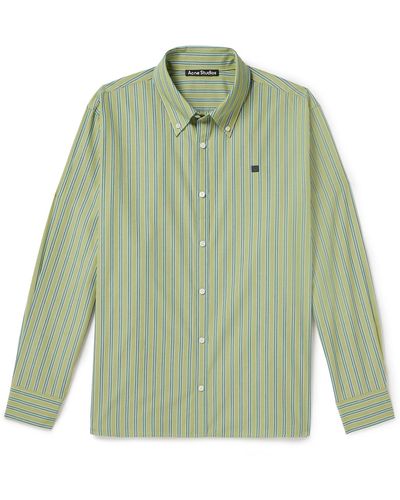 Acne Studios Logo-appliquéd Striped Cotton Shirt - Green