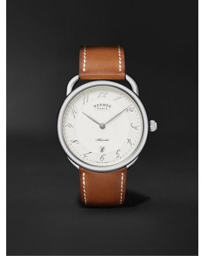 Hermès Arceau Automatic 40mm Stainless Steel And Leather Watch - Black