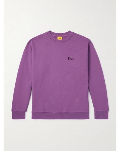 Dime Logo-embroidered Cotton-jersey Sweatshirt - Purple