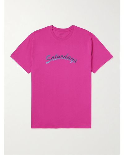 Saturdays NYC Horizon Script Logo-print Cotton-jersey T-shirt - Pink
