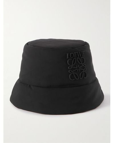 Loewe Cappello da pescatore in nylon imbottito con logo applicato - Nero