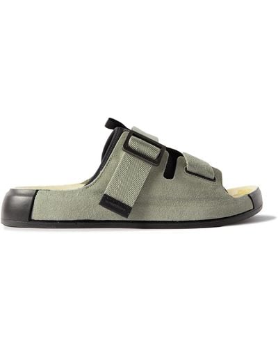Stone Island Shadow Project Suede And Mesh Sandals - Green