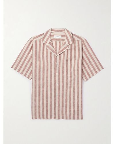 Lardini Gestreiftes Hemd aus Leinen mit Reverskragen - Pink