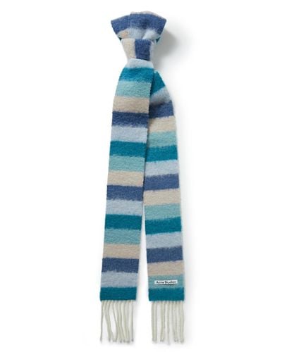 Acne Studios Fringed Striped Alpaca-blend Scarf - Blue