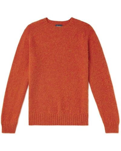 Drake's Brushed Shetland Wool Sweater - Red
