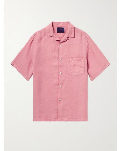 Portuguese Flannel Camp-collar Linen Shirt - Pink