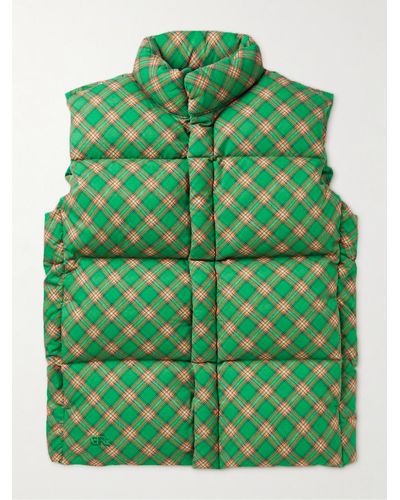 ERL Checked Quilted Cotton-jacquard Down Gilet - Green