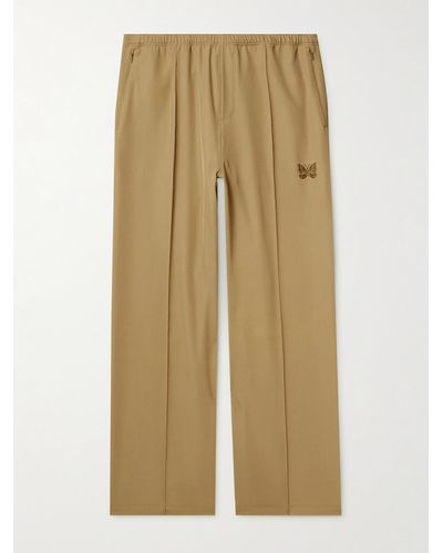 Needles Straight-leg Logo-embroidered Twill Trousers - Natural