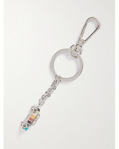 Paul Smith Artist Stripe Silver-tone And Enamel Keyring - Natural