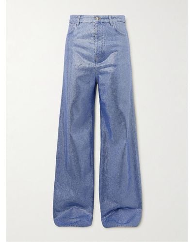 Loewe Wide-leg Embellished Jeans - Blue