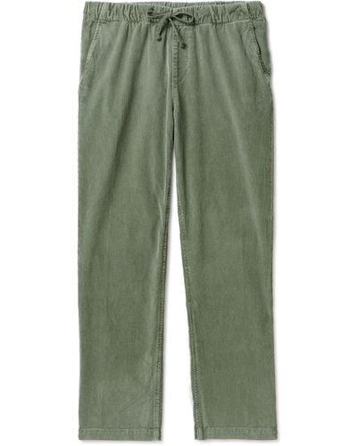 Save Khaki Easy Straight-leg Cotton-corduroy Drawstring Pants - Green