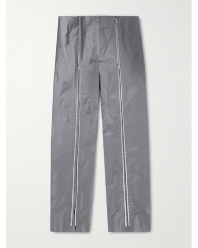 Jil Sander Straight-leg Zip-embellished Reflective Shell Trousers - Grey