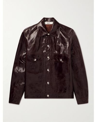 Séfr Lorenzo Textured-leather Jacket - Brown