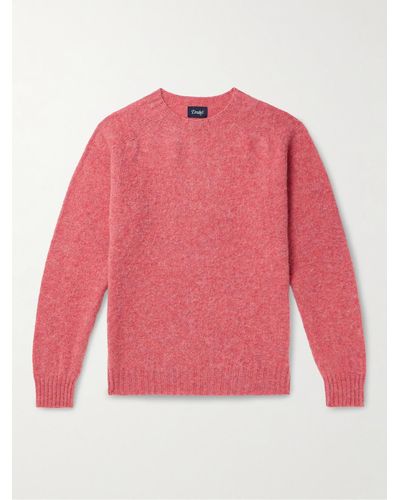 Drake's Pullover in lana vergine Shetland spazzolata - Rosa