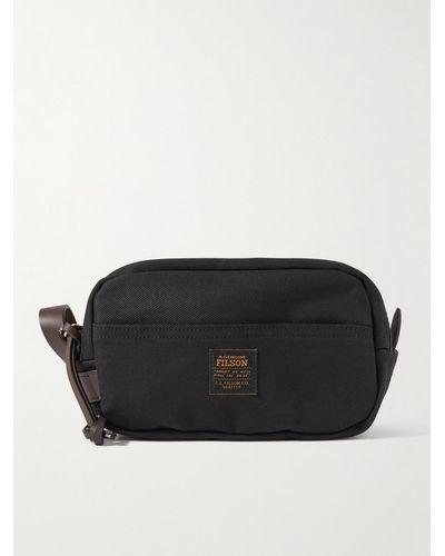 Filson Rugged Leather-trimmed Cotton-twill Wash Bag - Black