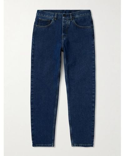 Carhartt Jeans a gamba affusolata in denim biologico con logo applicato Newel - Blu