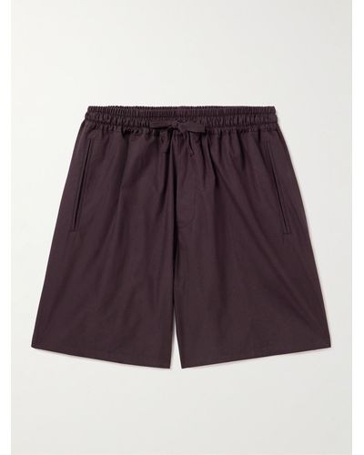 Umit Benan Wide-leg Silk Drawstring Shorts - Purple