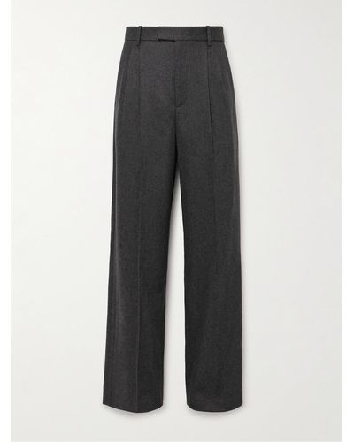 Nili Lotan Emmett Straight-leg Pleated Virgin Wool-blend Trousers - Grey