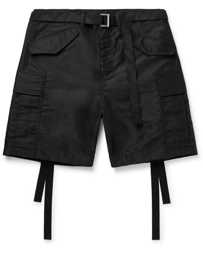 Sacai Wide-leg Belted Nylon Cargo Shorts - Black