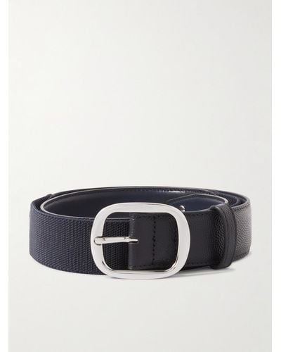 G/FORE Circle G's Full-grain Leather And Webbing Belt - Blue