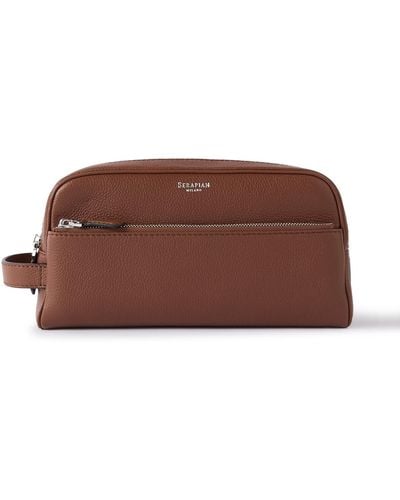 Serapian Full-grain Leather Wash Bag - Brown
