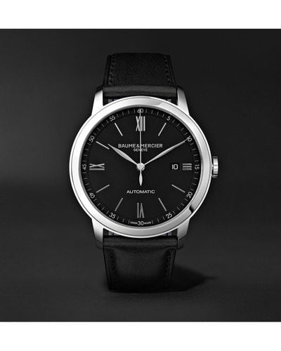 Baume & Mercier Classima Automatic 42mm Stainless Steel And Leather Watch - Black
