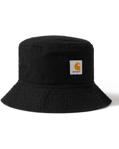 Carhartt Heston Logo-appliquéd Cotton-canvas Bucket Hat - Black