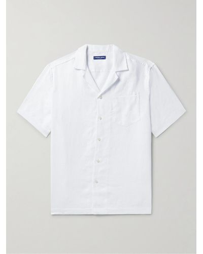 Frescobol Carioca Angelo Camp-Collar Linen Shirt - Bianco